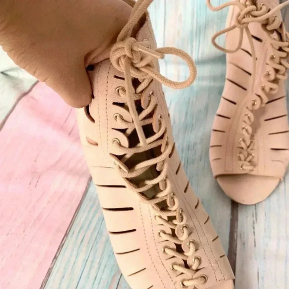 Pink forever21 cut out lace up heels - Picture 6 of 13